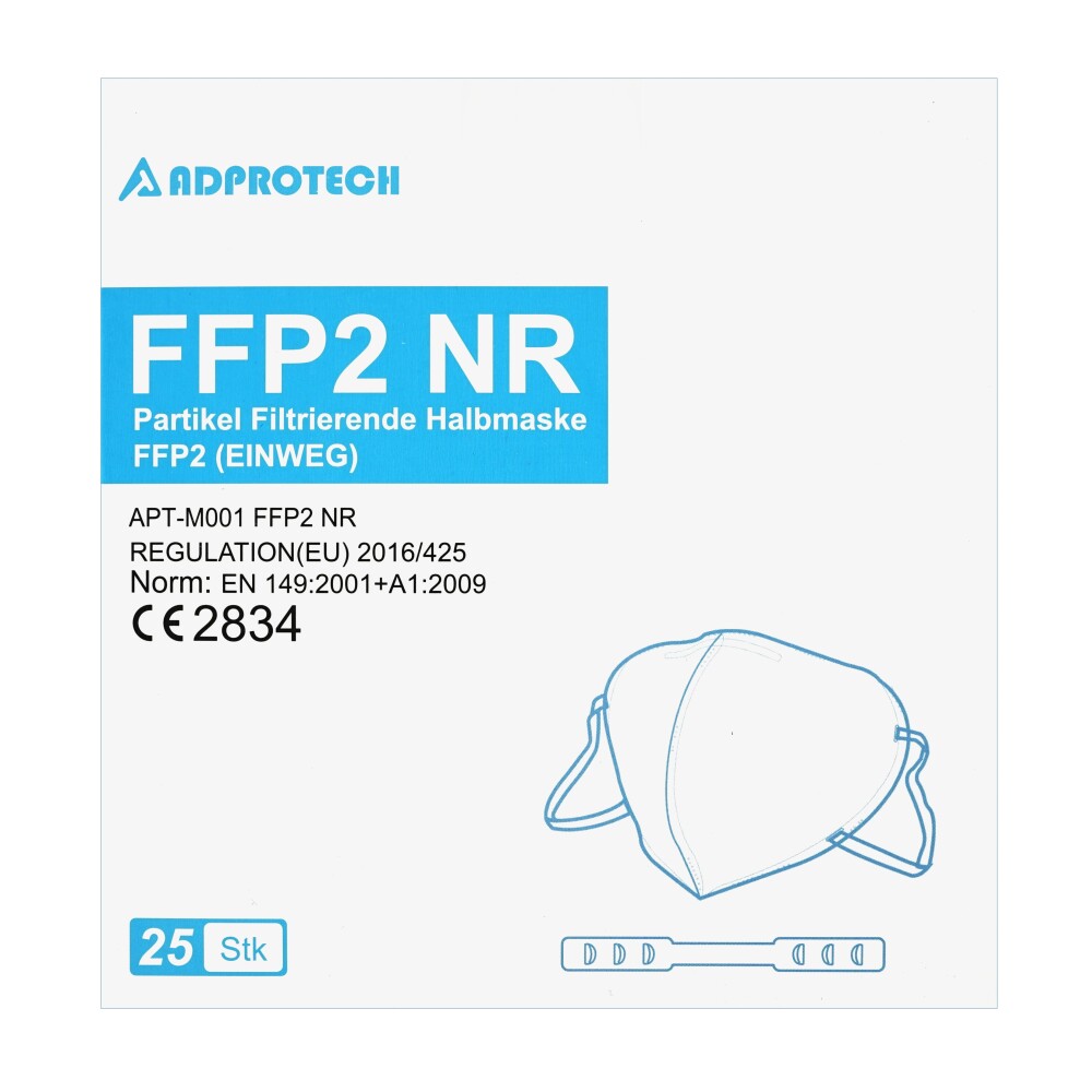 25x ADPROTECH Particulate Respirator FFP2 NR Face Mask Priocare